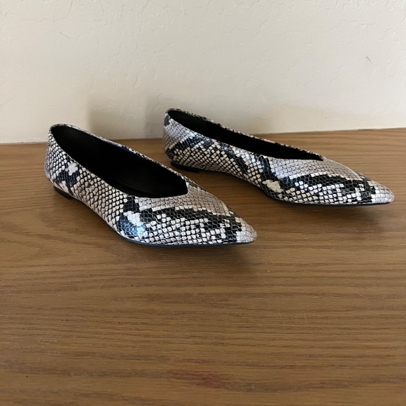 Calvin Klein Snake Print Leather Flats - Picture 2 of 4